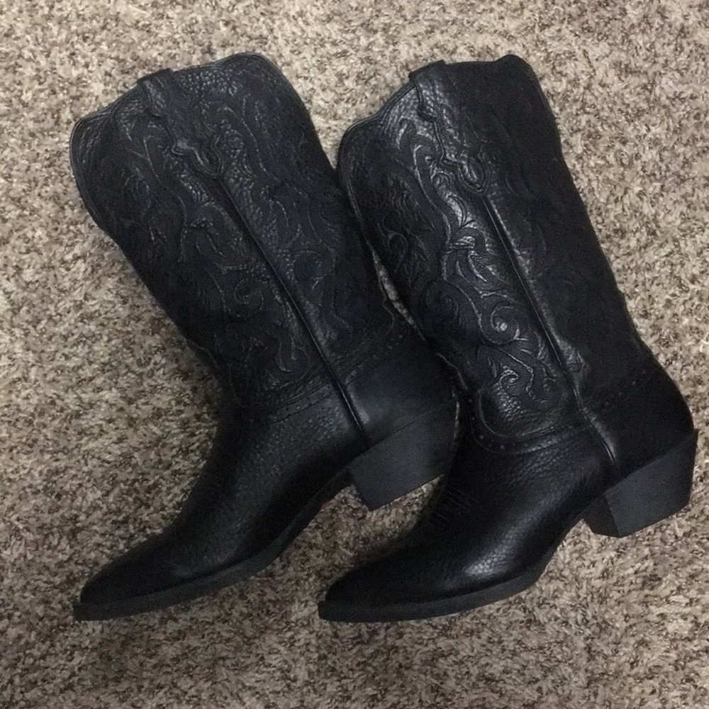 Justin Women's Black Leather Western BOOTS Sz 8.5B